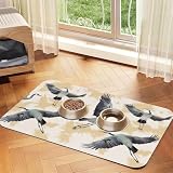 Anceky Tappetino Gru Volanti Antiscivolo per Ciotole Cani e Acqua, Assorbente per Gatti, Antimacchia per Alimenti