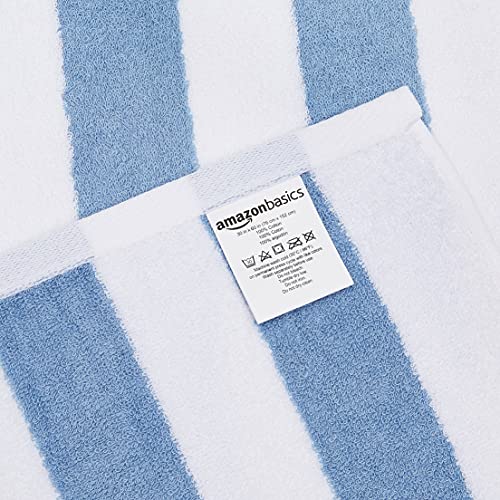 Amazon Basics Cabana Stripe Beach Towel - 4-Pack, Sky Blue #TOP2