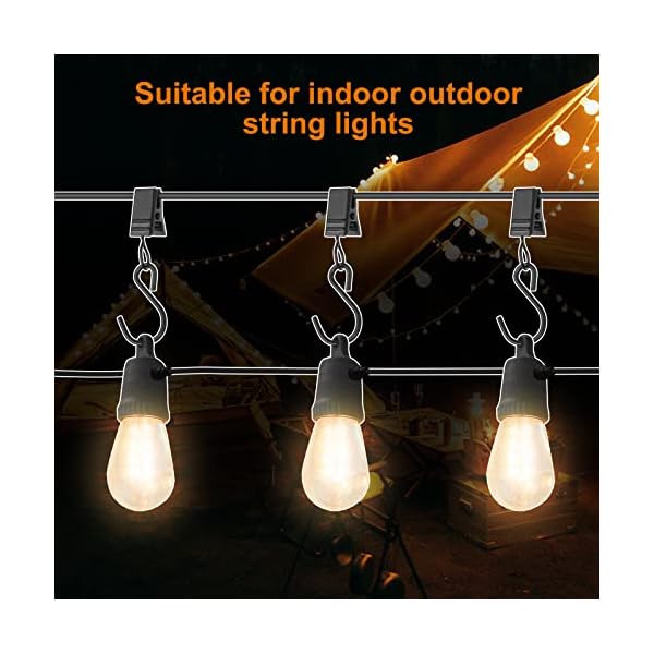 40 pcs curtain clips with s hooks for outdoor string lights, this stainless steel s hooks with clips also work clips, rv awning light clips and gutter light clips (black) - image 6