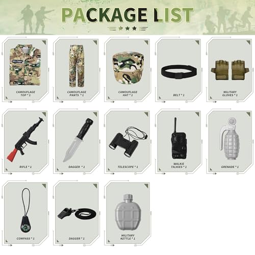 Disfraz infantil de soldado camuflaje ReliBeauty miniatura 3