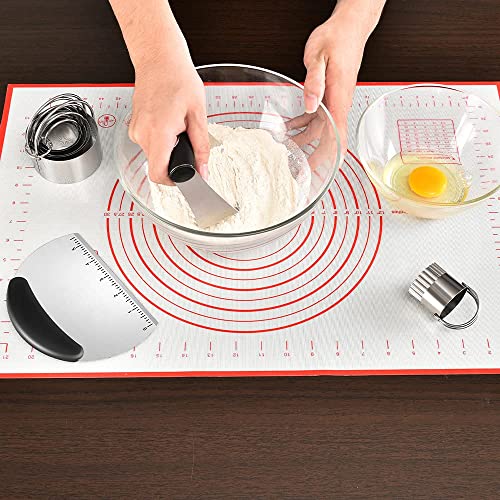 Pastry Cutter, Biscuit Cutter, Dough Scraper, Silicone Baking Mats, Stainless Steel Pastry Blender Set, Dough Cutter Biscuit Cutter Baking Pastry Mat Dough Blender Tools & Pastry Utensils (5 Pcs/Set) #TOP2