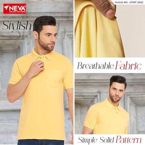 Image of NEVA Men's Regular Fit Half Sleeve Polo Neck T-Shirt with Chest Pocket