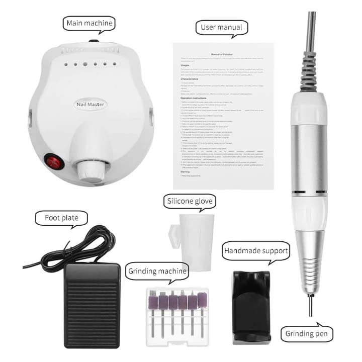 INOG Nail Drill for Acrylic Nails Professional 30000RPM Efile Nail Drill Machine Nail Polisher with 6 Drill Bits & 6 Sanding Bands Foot Pedal Nail Drills Professional Manicure... - Image 4