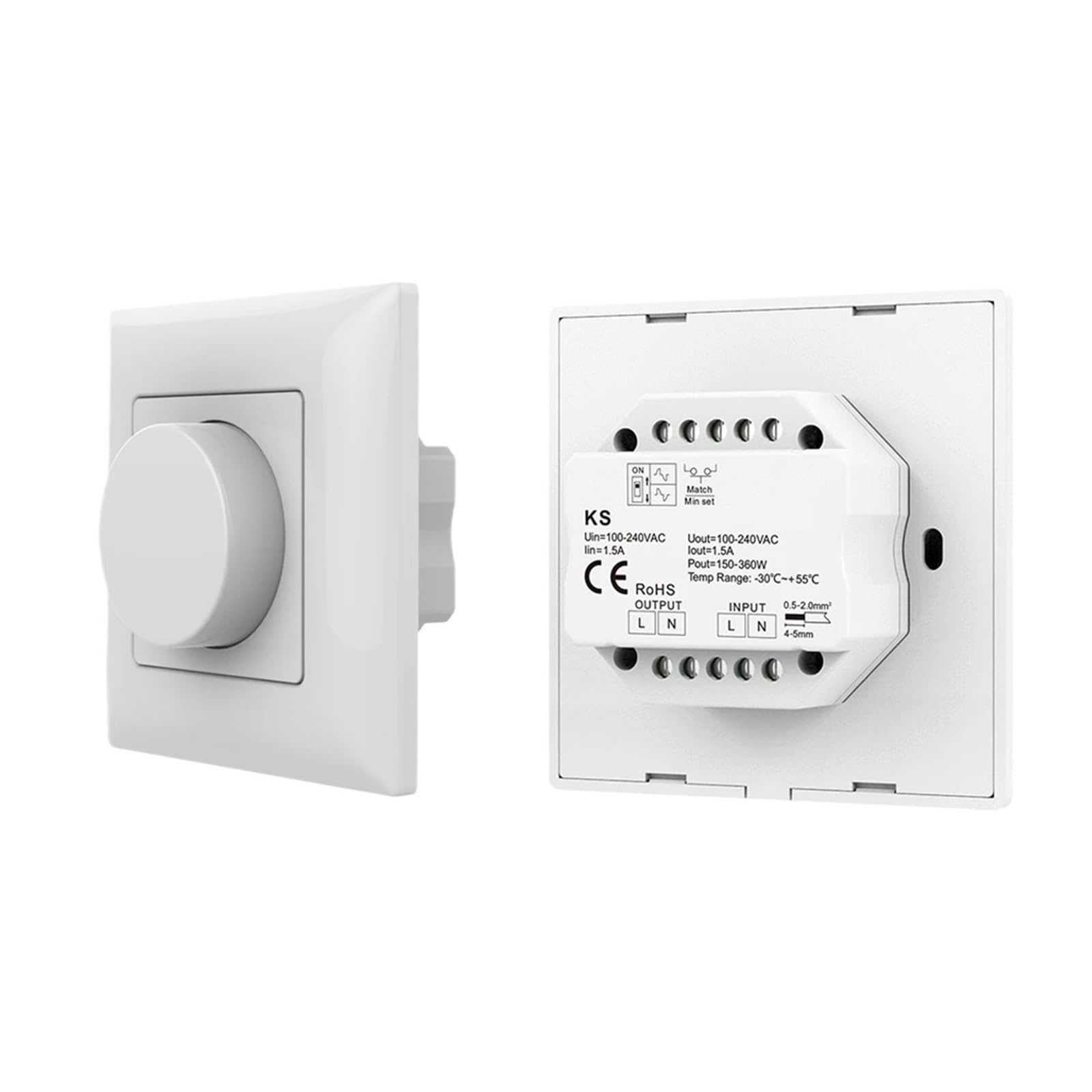 Variateur LED Triac AC 110V 220V S1-K commande rotative en verre