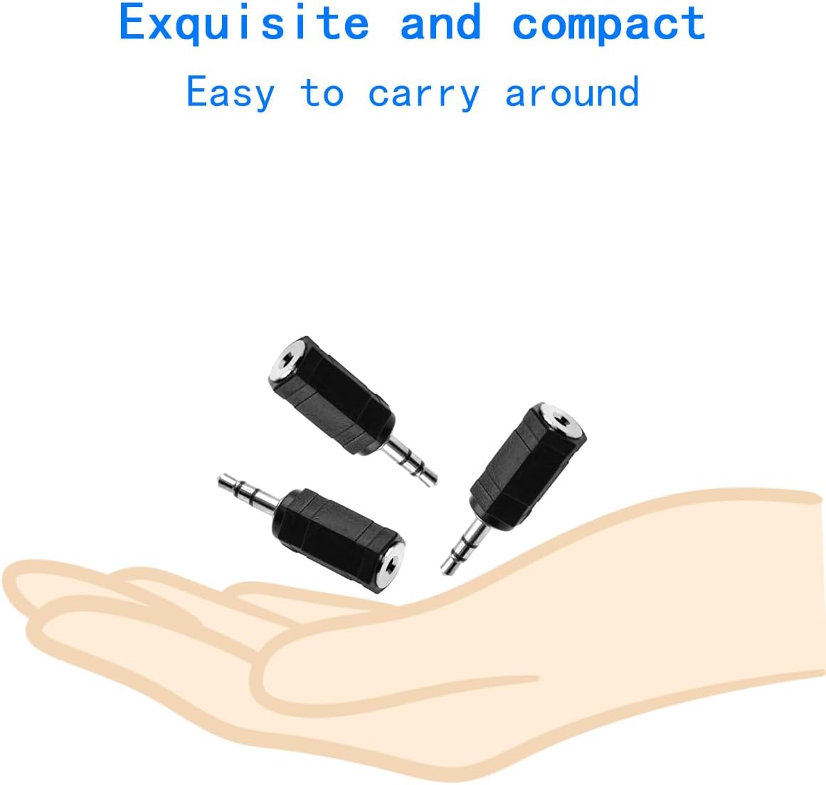 3.5mm to 2.5mm Audio Adapter, Stereo Male to Female Converter, 3-Pack, Black