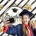 Whaline 7x5ft 2022 Graduation Photo Backdrop, Congratulate Graduation Party Banner for Graduation Photography and Party Background Decorations Supplies (Gold and Black)