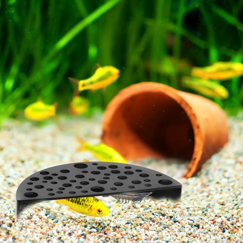 Image of 2Pcs Black Shrimp Cave Ornaments, Good Size Half Moon Shrimp House Decor, Fish Hiding Tools Supplies, Accessories Decor Supplies Can Be Used in Aquariums