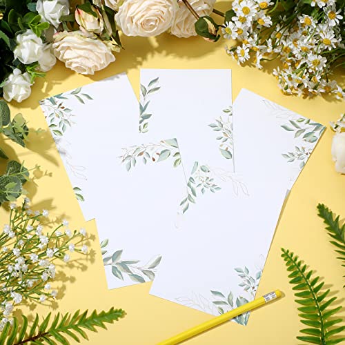 Perkoop 50 Pieces 4 X 6 Inches Note Cards Greenery Flower Cardstock Blank Printer Paper Decorative Paper Greenery Cards For Wedding Office School Home Supplies Diy Drawing (Eucalyptus) #TOP4
