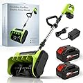 48V Cordless Snow Shovel, 13 Inch Brushless Cordless Snow Shovel, Electric Snow Blower with Directional Plate, Battery Powered Snow Removal, for Pathways,Patios,Decks & Driveways (2*Battery)
