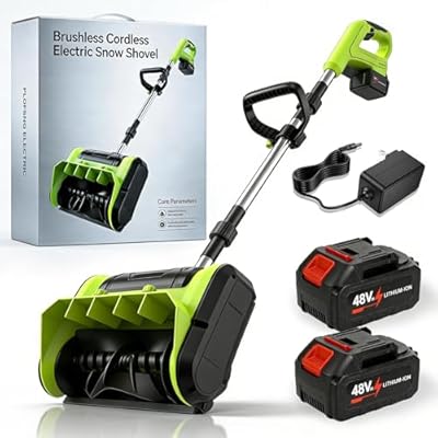 48V Cordless Snow Shovel, 13 Inch Brushless Cordless Snow Shovel, Electric Snow Blower with Directional Plate, Battery Powered Snow Removal, for Pathways,Patios,Decks & Driveways (2*Battery)