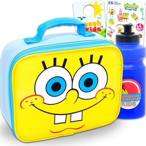 Nickelodeon Spongebob Lunch Box Set - Bundle with Insulated Lunch Bag Plus Stickers, Water Bottle, More | Spongebob Squarepants School Supplies Lunchbox for Kids