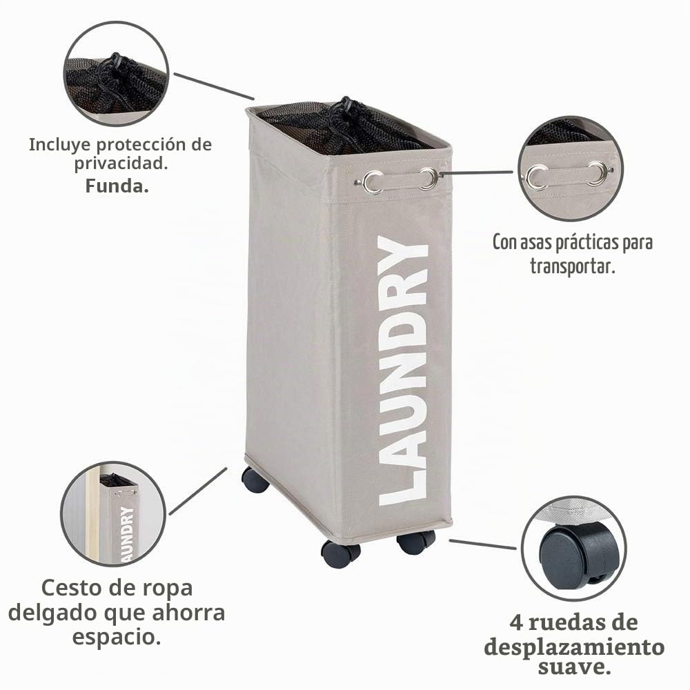 Wenko Pongotodo Corno Taupe - Saco para la Ropa Sucia Capacidad: 43 l, Poliéster, 18.5 x 60 x 40 cm, Taupe