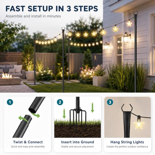 Ainclte 4 Pack 10FT Outdoor String Light Poles - image 8