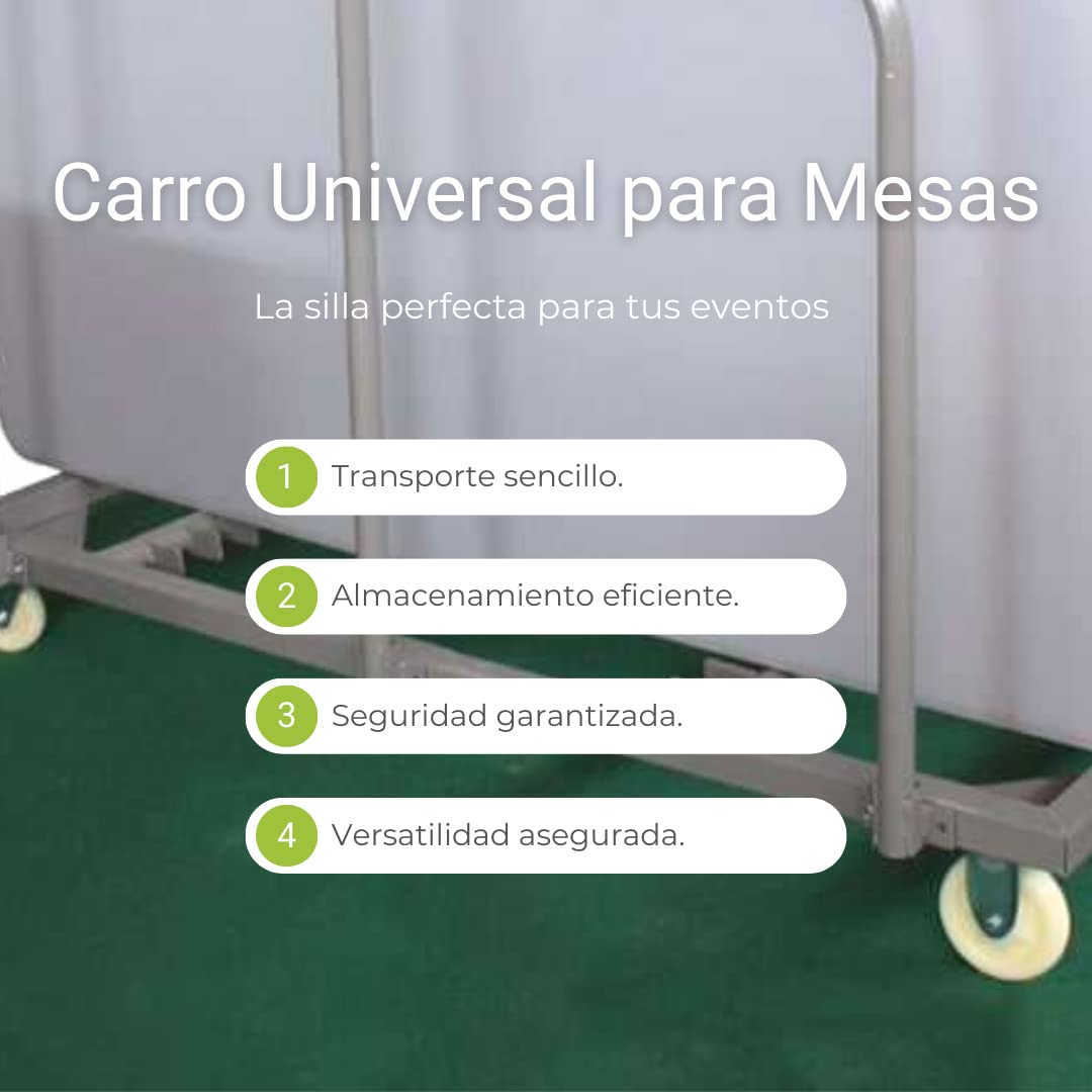 Carro Universal para Transporte de mesas Redondas y Rectangulares | Carrito Práctico y Resistente para Restaurantes, Hoteles y Eventos.