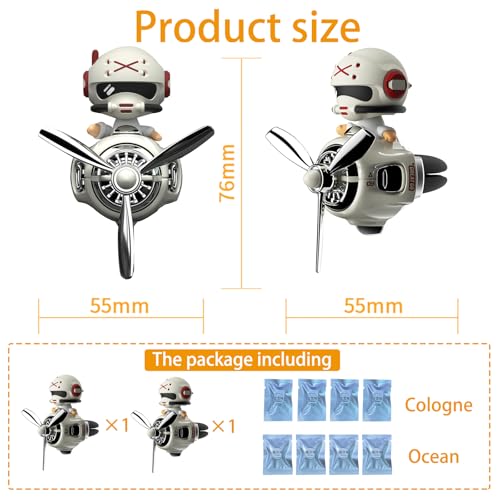 Image of 2Pcs Car Air Fresheners, Cute Bear Pilot Automotive Air Outlet Creative Car Perfume Diffuser, Automotive Accessories Air Vent Decoration with 8 Fragrant Tablets (White 1+White 1)