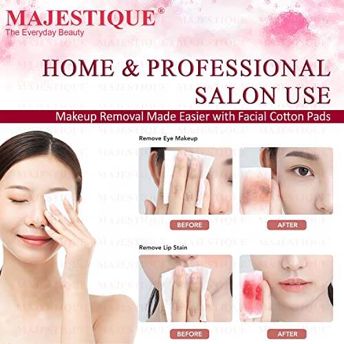 Majestique 250Pcs Soft Touch Facial Cotton Pads, Makeup Remover Wipes for Cleansing Skin & Nail Polish Remover - Premium Quality Cosmetic Facial Care Tissues for Gentle Skin... - Image 5