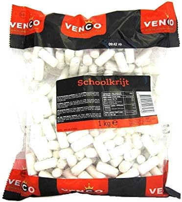 Licorice in 1 Kilo /2.2lbs - Venco Schoolkrijt (Mint Coated Licorice) School chalk liquorice. by Venco