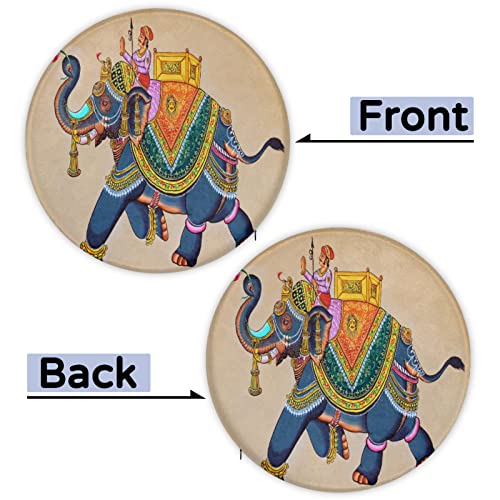 Chair Pads Retro Ethnic Rainbow Elephant Round Chair Cushions, Fabric Chair Pillow, Comfort Softness Seat Cushion For Dining Chair, Thicken Chair Padding For Refurbishment Diameter 14.5In #TOP5