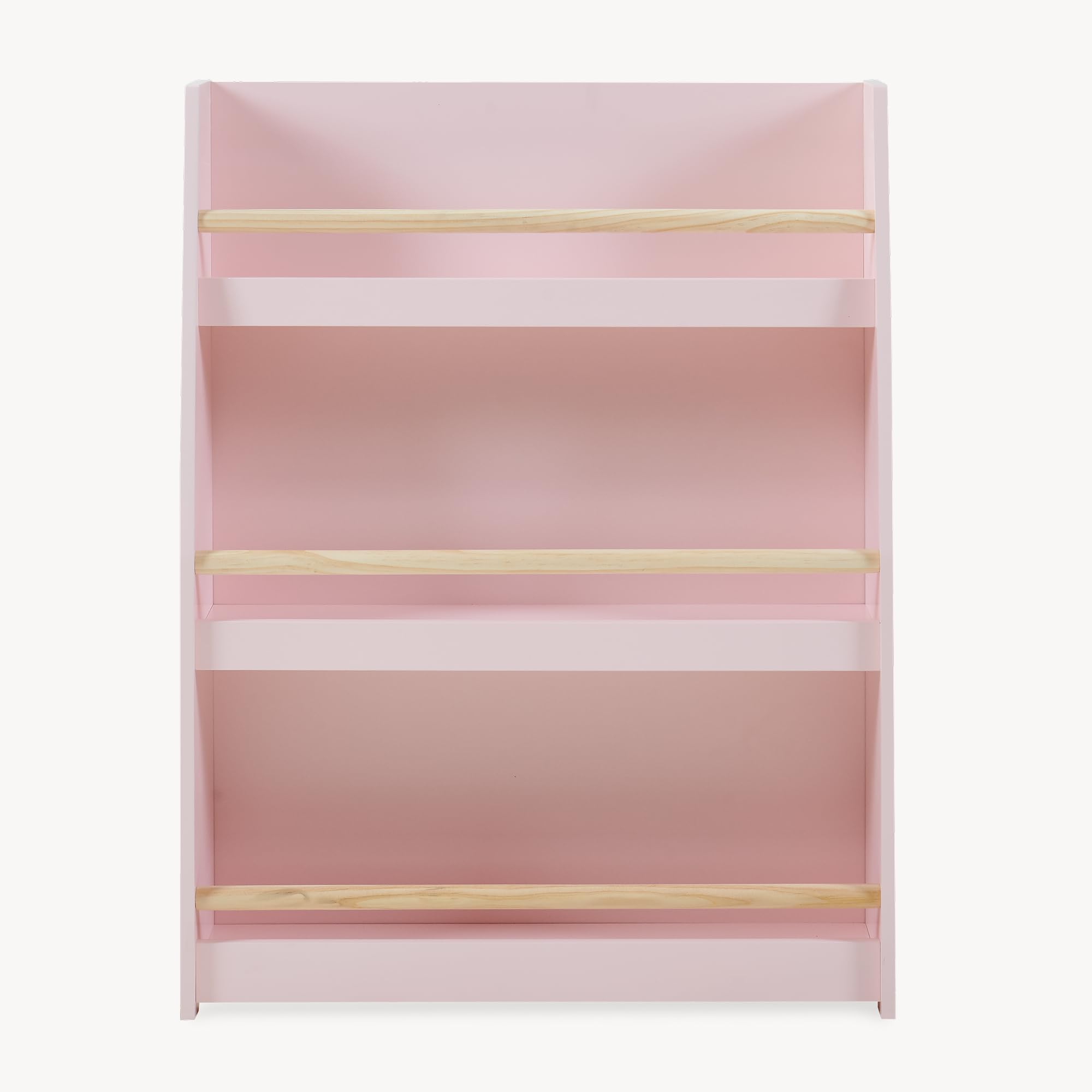 [en.casa] Libreria Montessori per Bambini a 3 Scomparti Aperti con Barra Scaffale Frontale Libri Quaderni Giocattoli per Cameretta Angolo Lettura 78 x 60 x 18 cm - Rosa