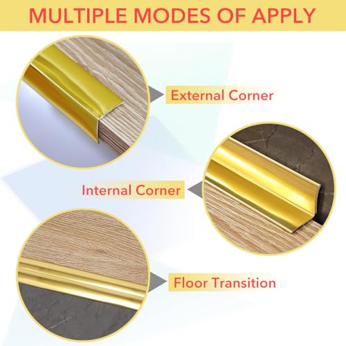 Image of HASTHIP 1 Rolls Golden Wall Molding Trim - Flexible PVC Wall Molding Trim & Corner Guards & Caulk Strip, Apply in Table Edge Door Frame Baseboard for Protection and Decoration, 9.84ft x 0.78in