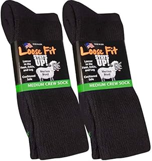 Loose Fit Stays Up Solid Merino Wool Men's and Women's Sock 2 Pack