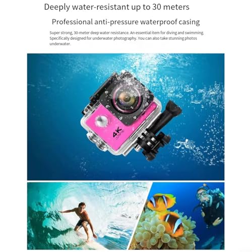 Crabop Caméra d'action 4K Ultra HD 30 fps écran 2" grand angle 170° étanche 30 m pour plongée, natation, sports de plein air Noir – vue 6