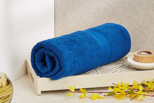 Image of Amazon Brand - Solimo 100% Cotton Bath Towel, 500 GSM (Iris Blue)