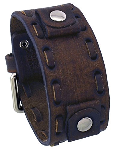 Nemesis #VSB-B Washed Out Faded Dark Brown 20mm Lug Width Wide Leather Cuff Watch Band