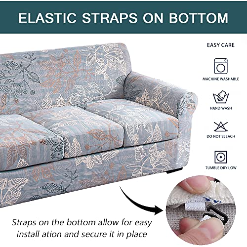 Housse de canapé extensible avec coussins séparés et motifs à fleurs