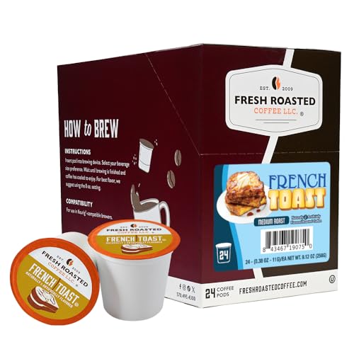 Fresh Roasted Coffee, French Toast, Flavored Coffee Pods, K-Cup Compatible,