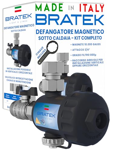 Bratek Filtre de Chaudière Désemboueur Magnétique 10 000 Gauss - Kit Protection Chaudière Condensation, Retient Rouille, Fer, Sable jusqu’à 800 µ -...