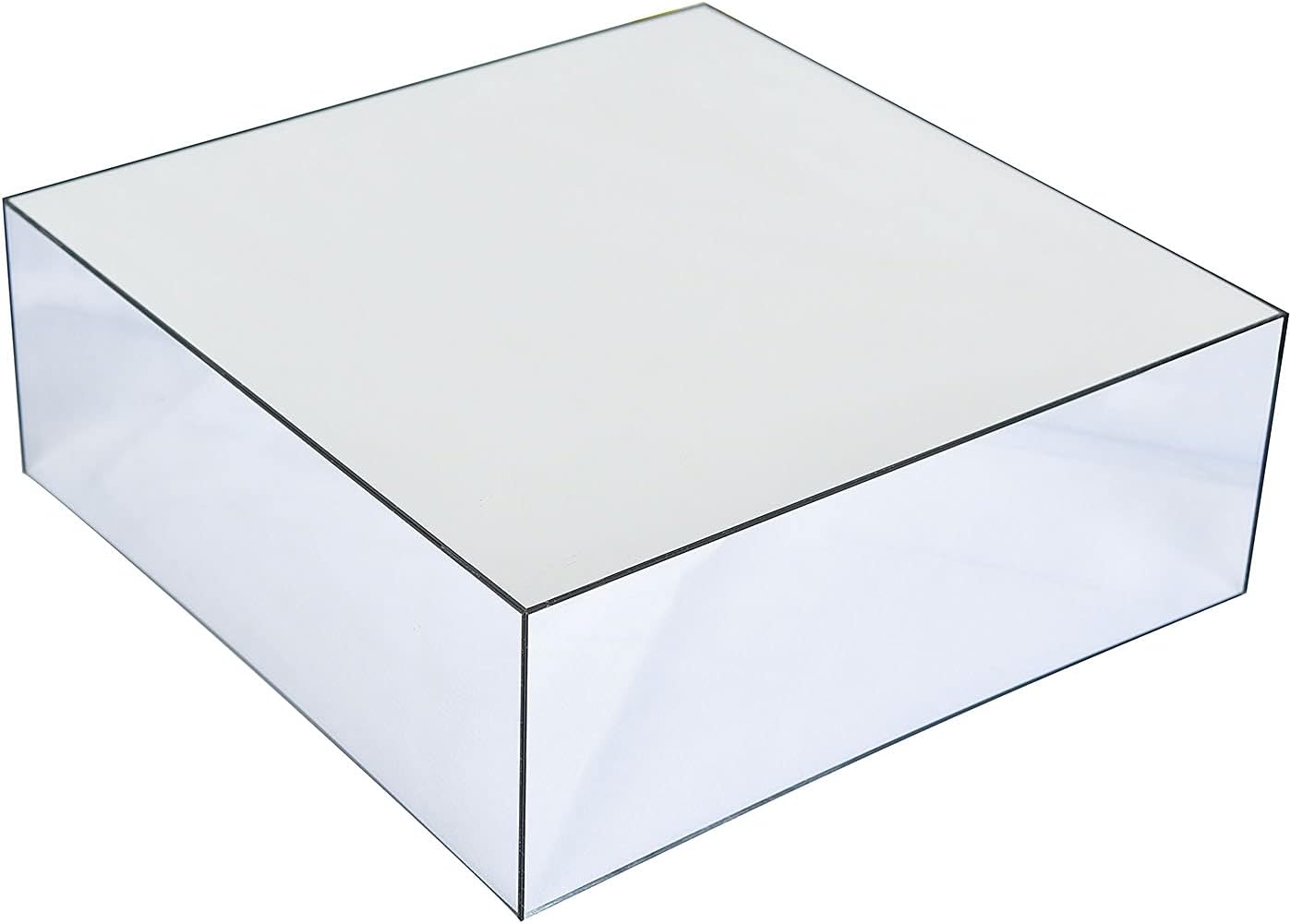 Balsa Circle 14-Inch Silver Acrylic Mirror Finish Display Box Cake Stand Centerpiece Pedestal Riser | 14" Cupcakes and Desserts Stand for Birthdays Wedding Parties Home Decorations Supplies