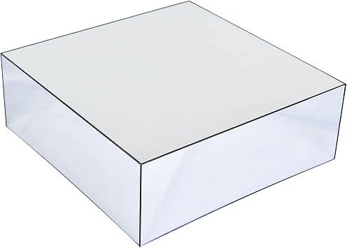 Balsa Circle 14-Inch Silver Acrylic Mirror Finish Display Box Cake Stand Centerpiece Pedestal Riser | 14" Cupcakes and Desserts Stand for Birthdays Wedding Parties Home Decorations Supplies