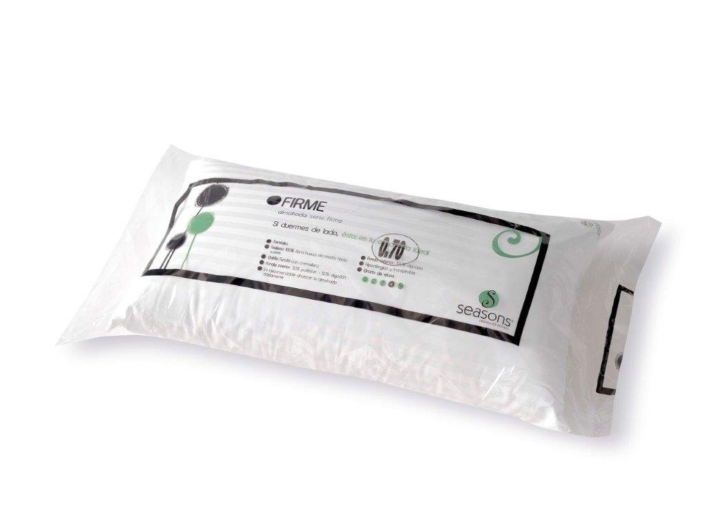 SEASONS Pack Dos Almohadas extrafirme de Fibra antiácaros,70 cm, 100% algodón saté