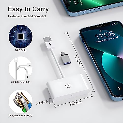 Adaptador Carplay Sem Fio para, Converter Com Fio para Carplay Sem Fio, Interface USB Plug and Play