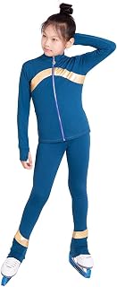 HMLOPX Exercise Running Children's Fleece Skating Pants and Tops, Skating Training Suit with Rhinestones, Waterproof Skating Apparel (Color : Blue, Size : XS-XSmall)
