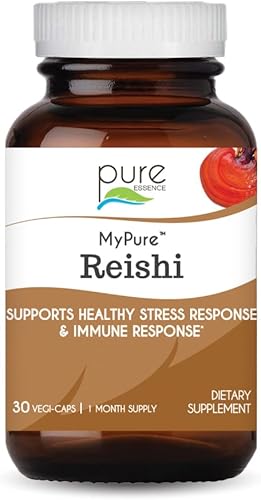 PURE ESSENCE LABS MyPure - Suplemento de hongos orgánicos Reishi - Extracto de hongo 100% real para apoyo inmunológico, alivio del estrés,