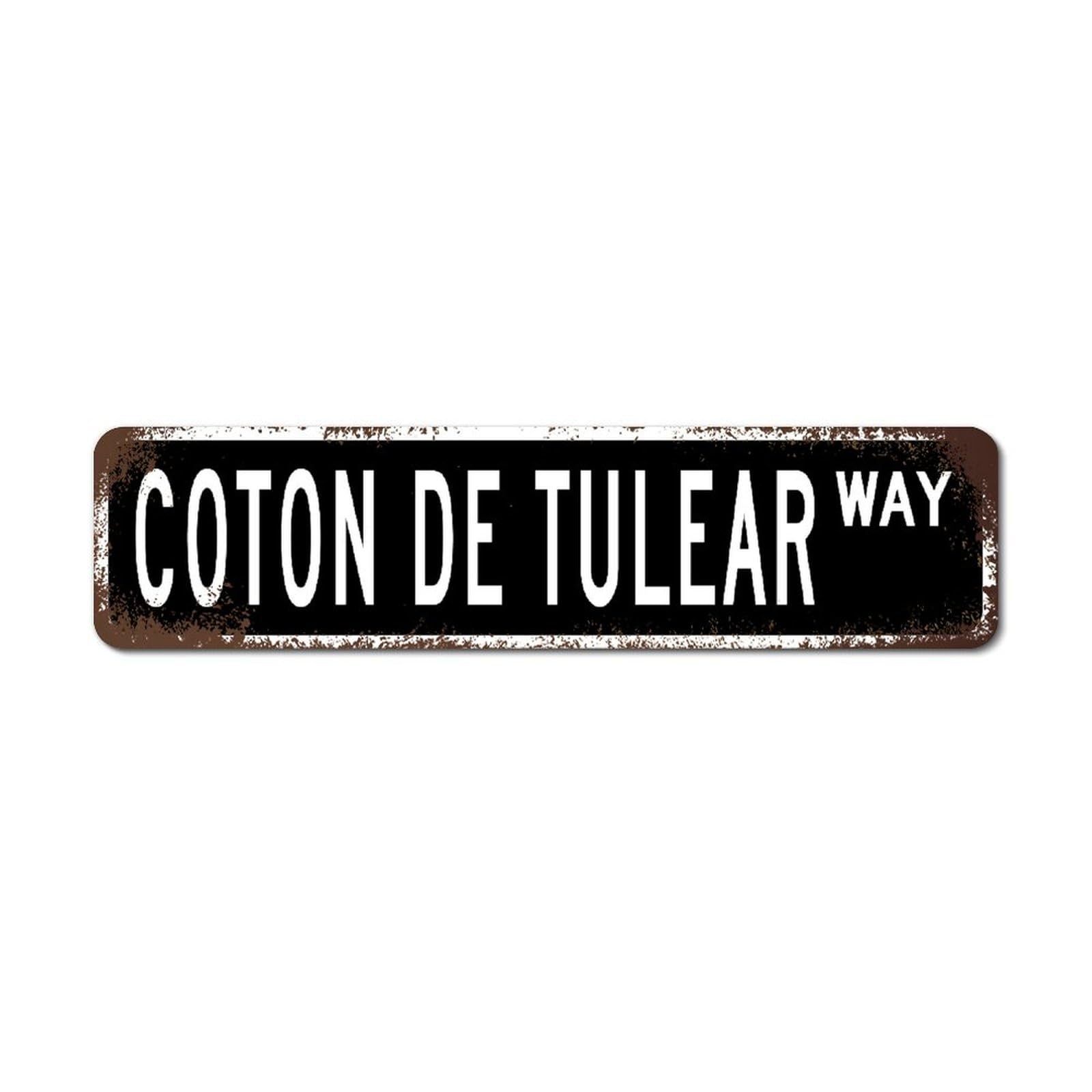 LMMIXEE Coton De Tulear Aluminum Metal Sign Coton De Tulear Street Custom Signs Outdoor Animal Owner Gift Wall Decorations for Living Room Retro Rustic Kitchen Wall Art Indoor & Outdoor Decor 24x6in