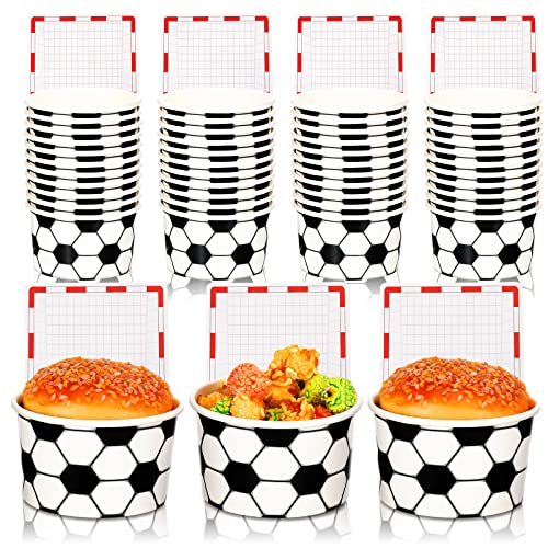 Sunnyray 24 Sets Soccer Hoop Snack Cups with Football Net Cards Disposable Paper 8 oz Ball Sports Party Favors Candy Cups Ball Treat Food Bowls for Soccer Birthday Party Decorations Supplies