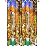 Cascade Paysage Rideaux Imprimés pour Chambre Belle Cascade dans La Vallée Rideaux Imprimés 3D Décoration de Bureau Salon Chambre Rideaux 107x160 cm