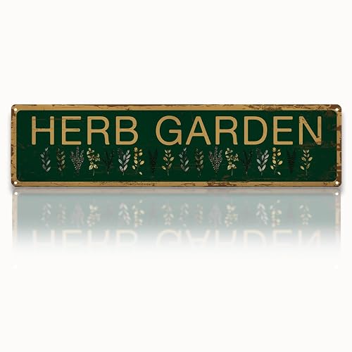 Herb Garden Metal Tin Sign, Vintage Rustic Garden Decor, Farmhouse