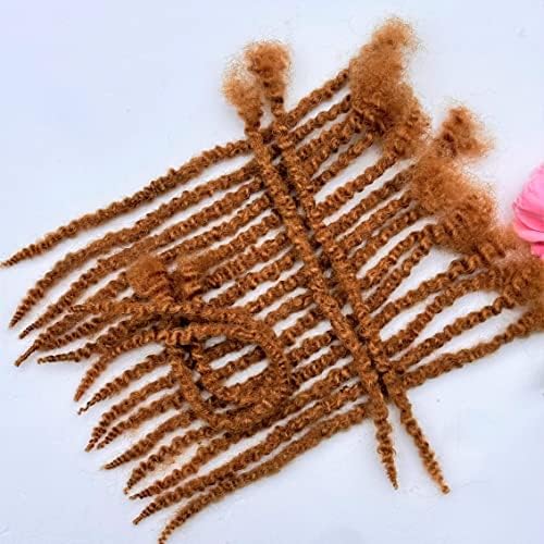 Linkmai Textured Locs 8-14inch 0.4cm and 0.6cm 100% Real Human Hair,Natural Black and #27 Dreadlock Extensions for Man/Women Full Head Handmade Permanent loc Extensions Bundles Can Be Dyed Bleached Curled and Twisted including Free Needles and Comb(20strands) (0.6cm 10'', Natural Black)