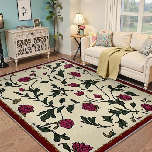 Tapis salon lavable machine antidérapant grand format beige