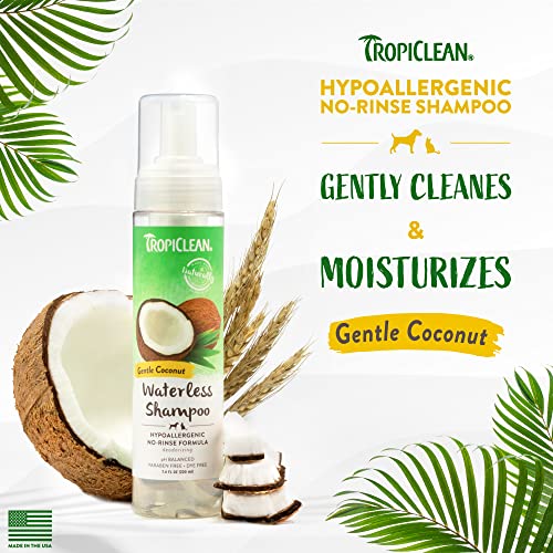 Tropiclean Hypoallergenic Waterless Dog Shampoo | Dry Shampoo For Dogs With Sensitive Skin | Natural Dog Shampoo Derived From Natural Ingredients | Cat Friendly | Made In The Usa | 7.4 Oz #TOP1