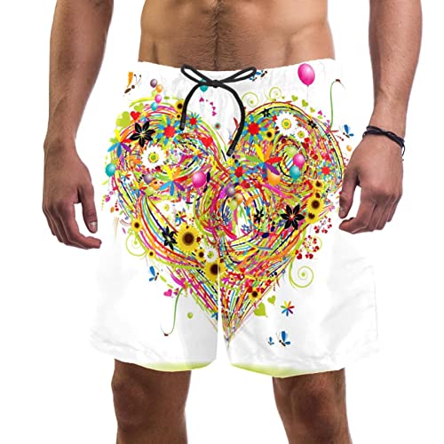 Short de plage séchage rapide JDEZ pour hommes motif ballon tournesol