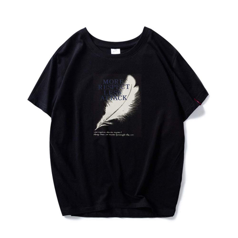 Camiseta de algodón negro y blanco con estampado de letras suave al tacto 2