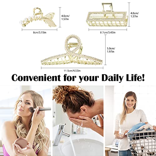 BELICOO Metal Hair Claw Clips, 3Pcs Large Metal Claw Clips Hair Clip Strong Hold Hair Claw Clips - Image 4
