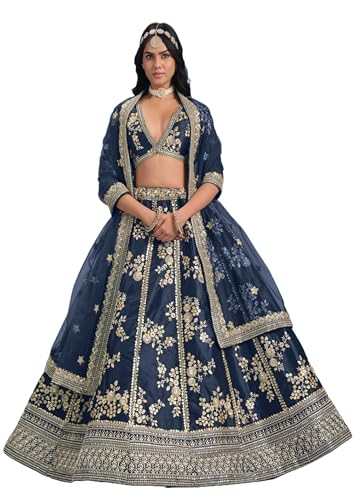 Lehenga traditionnel indien pour mariages chic avec soie et paillettes