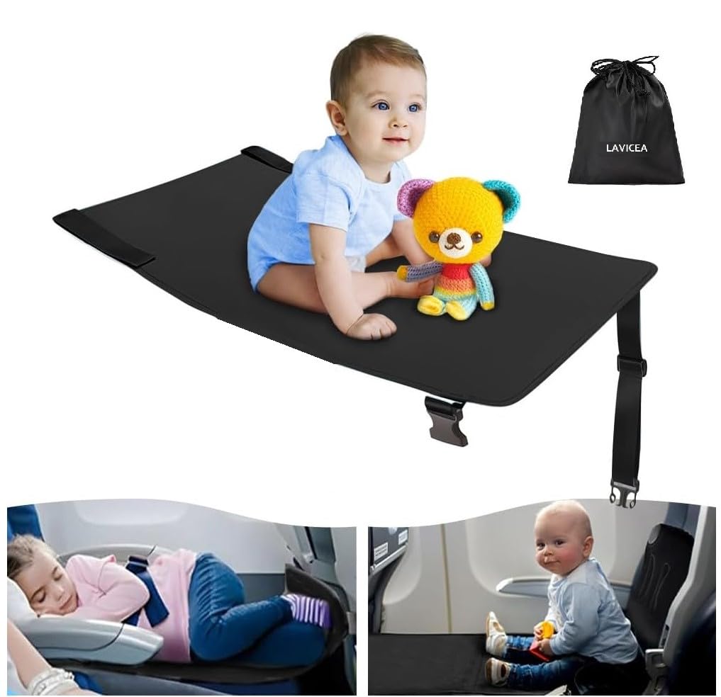Airplane Seat Extender for Toddler Kids: Essential Travel Comfort for Children | Ideal for Long Flights | Portable and Easy to Use. Fits to Most Airline Seats (Size- 31.1 x 17.25 Inches) (BLACK)-image-48