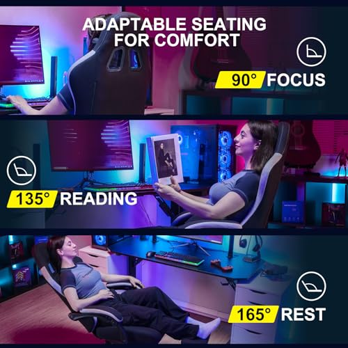 Image of GTPLAYER Gaming Chair, Computer Office Chair with Pocket Spring Cushion, Linkage Armrests and Footrest, High Back Ergonomic Computer Chair with Lumbar Support Task Chair with Footrest(DPBlack)